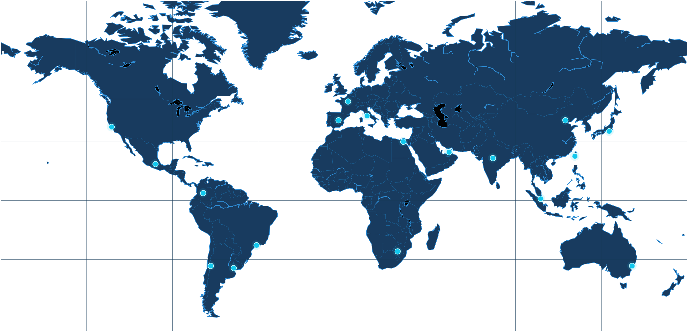 Mapa mundial de cobertura global para Monitoreo En Vivo
